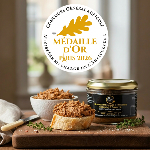 Rillettes pur canard à l’ancienne au piment d’Espelette – effilo